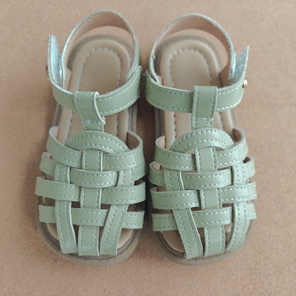 Mint Green Woven Strap Kids Sandals